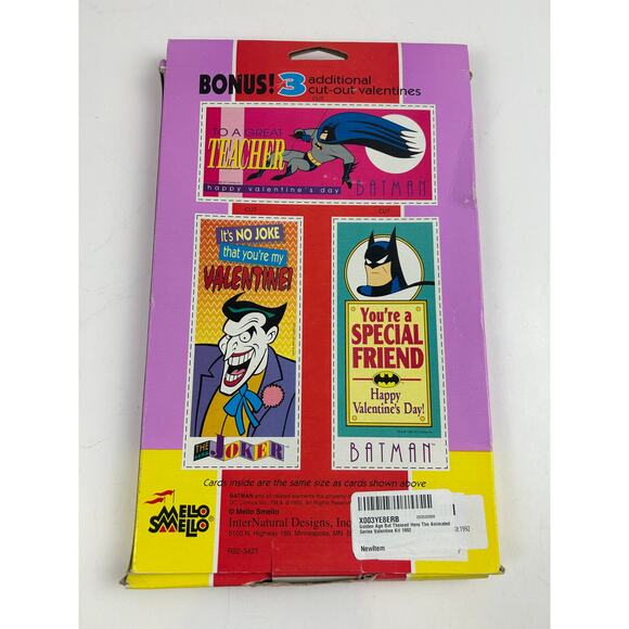 Vintage 1992 Batman The Animated Series Valentine Kit Mello Smello Made in USA - Picture 3 of 5